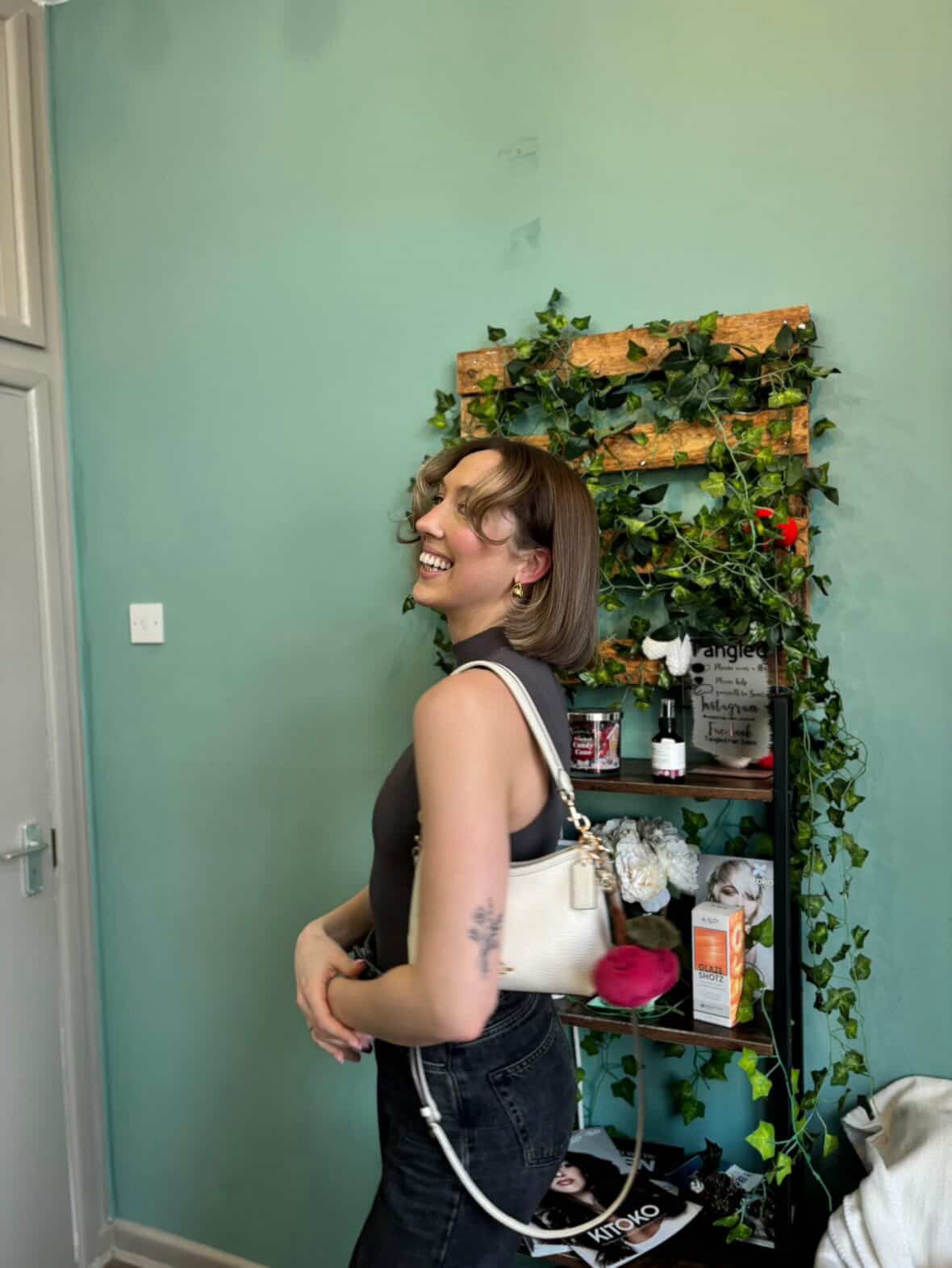 Sleek bob profile view