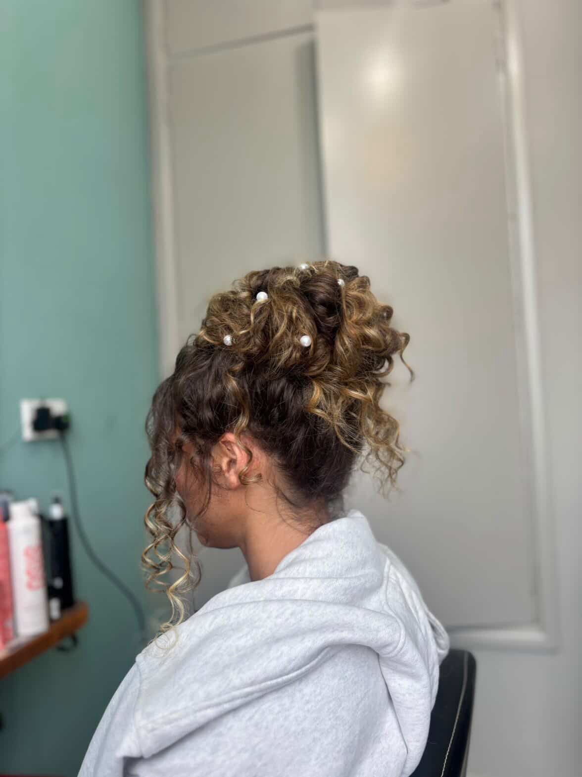 Caramel highlights with butterfly clip